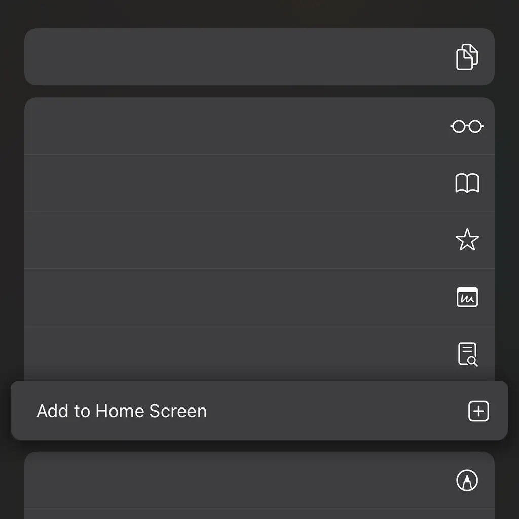 Select 'Add to Home Screen'